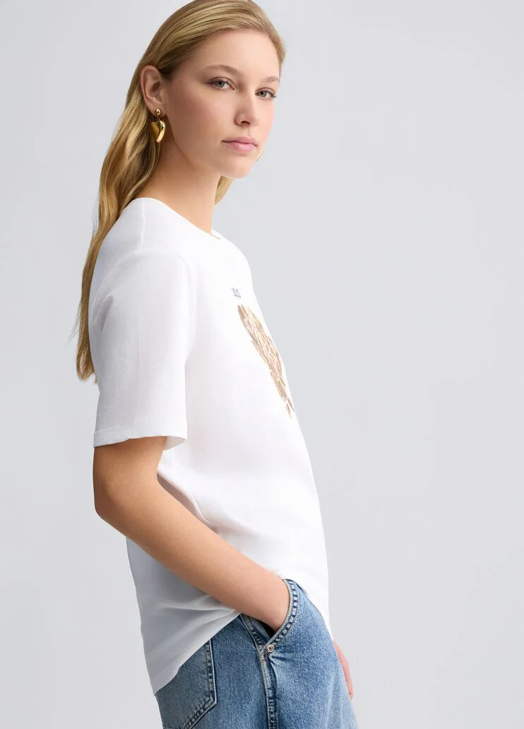 T-shirt with animal-print flower