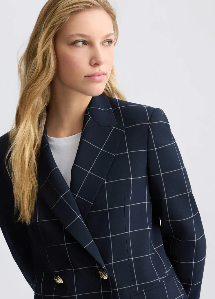 Double-breasted check blazer