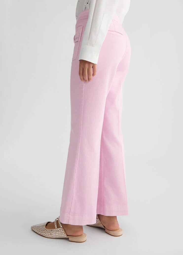 Cropped flared cotton trousers