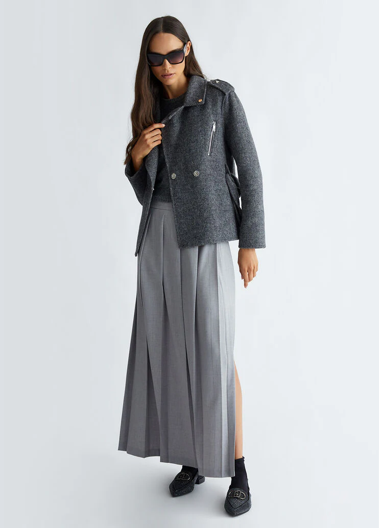 Wool blend biker jacket