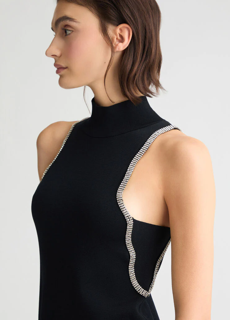 Knit dress with rhinestones