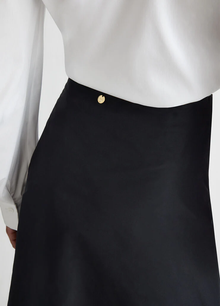 Long black taffeta skirt