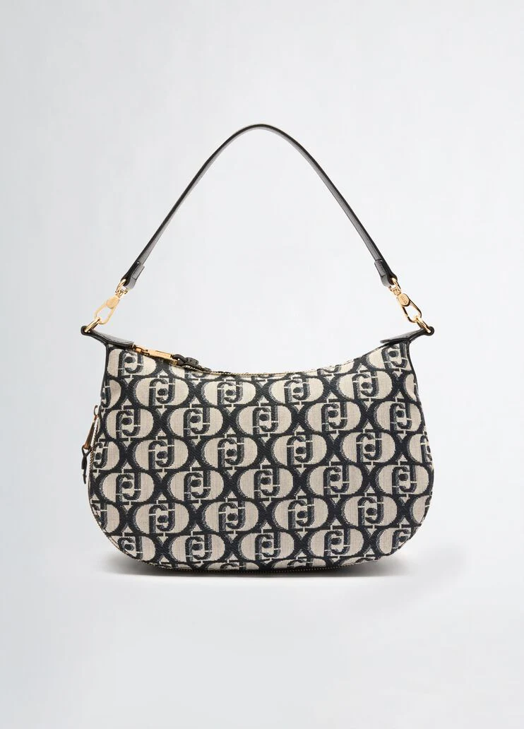 Jacquard shoulder bag with logo