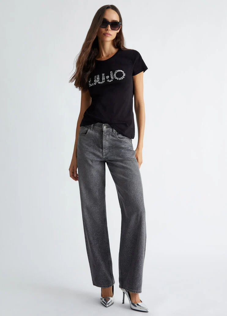 T-shirt with logo and gemstones