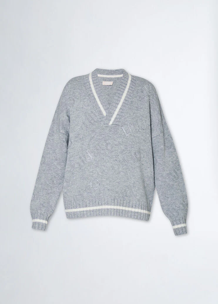 Wool-blend sweater with logo
