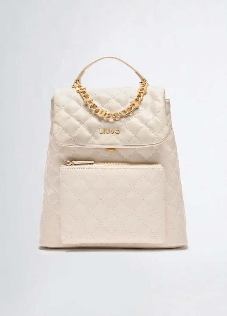 Quilted cream backpack