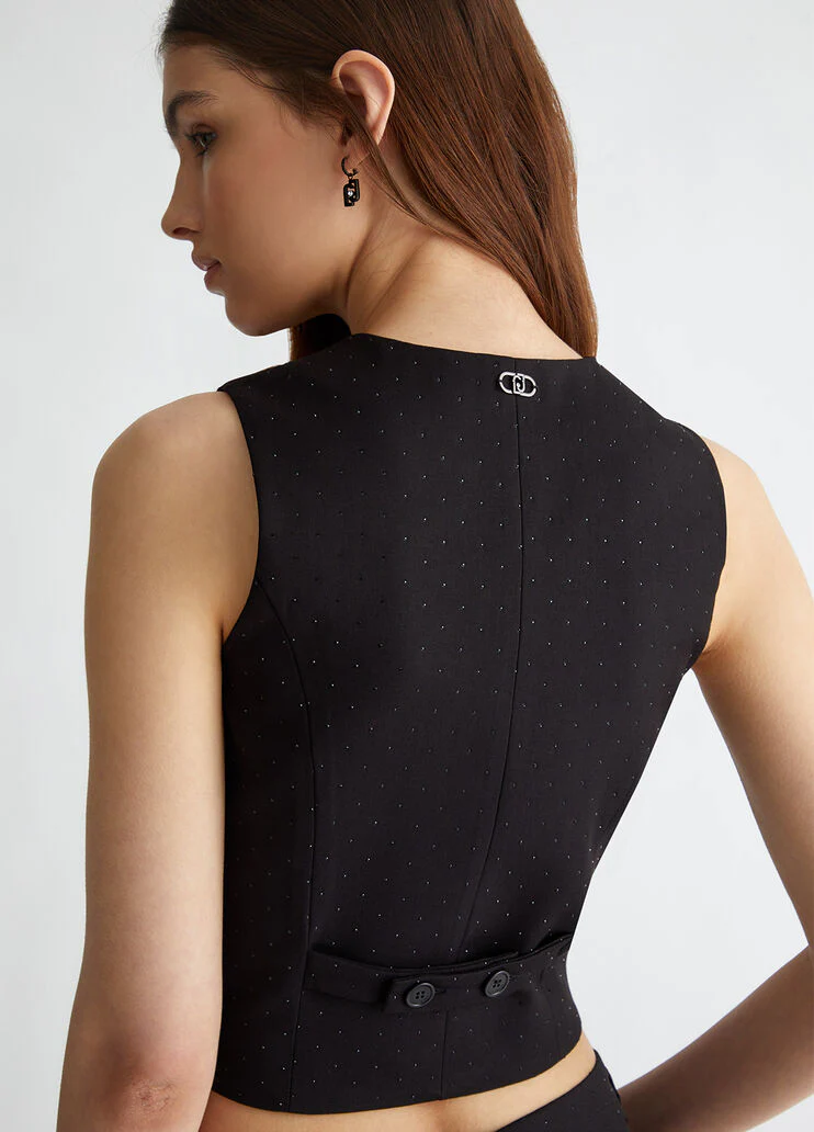 Twill waistcoat with appliqués