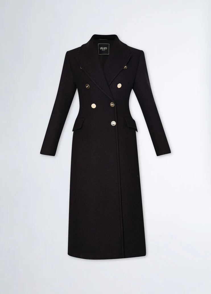 Double-breasted wool-blend coat