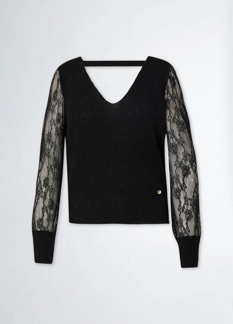 Black jumper with lace