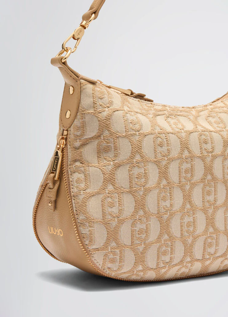 Jacquard shoulder bag with logo