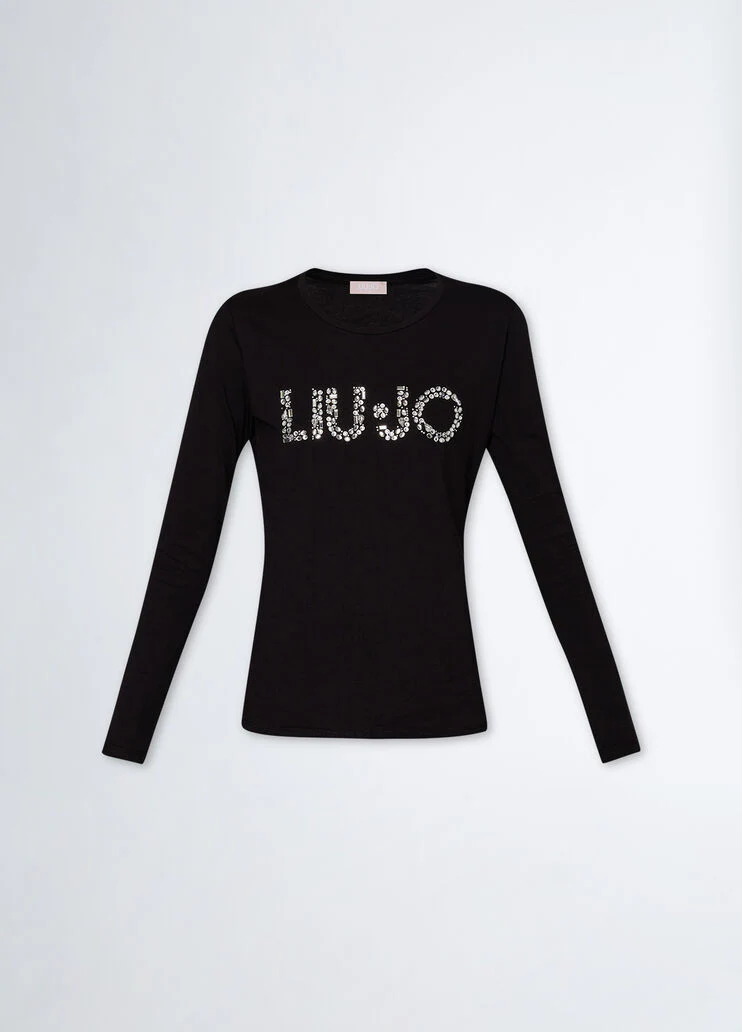 T-shirt with logo and gemstones