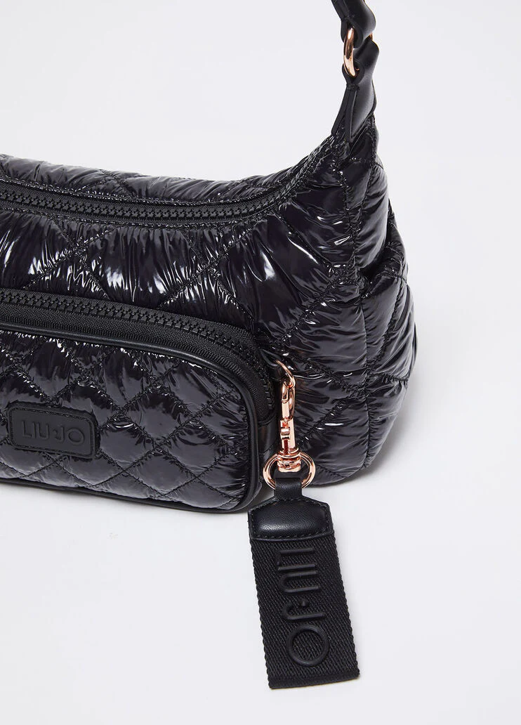 Quilted nylon shoulder bag