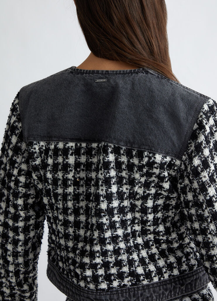 Bouclé and denim jacket