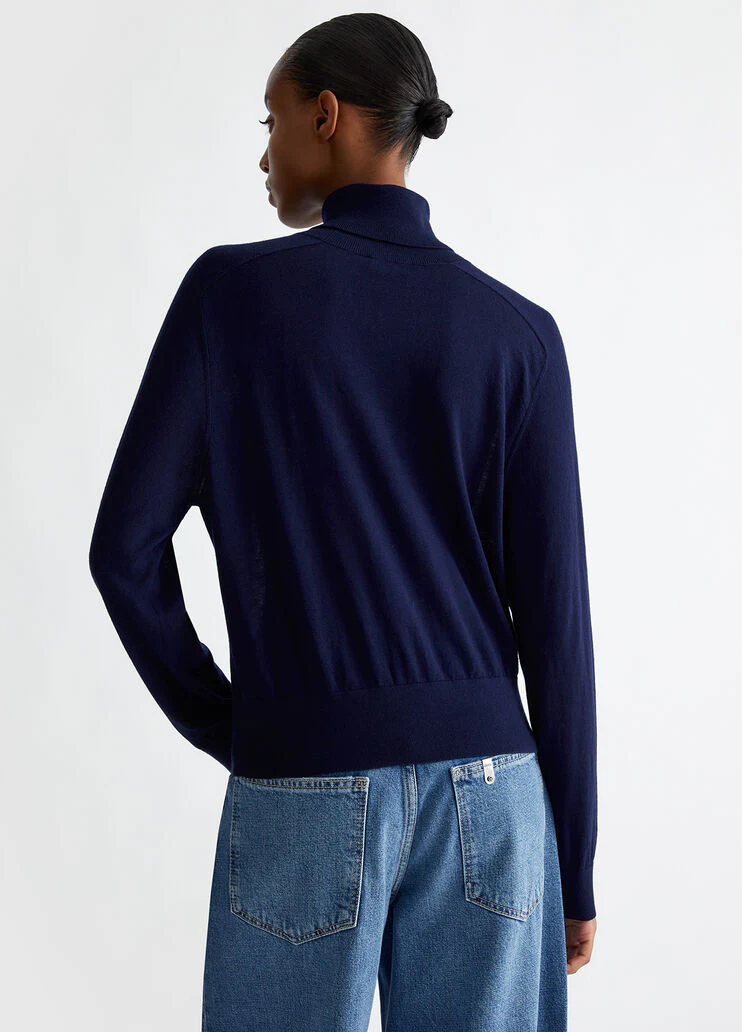 Cotton and cashmere polo-neck