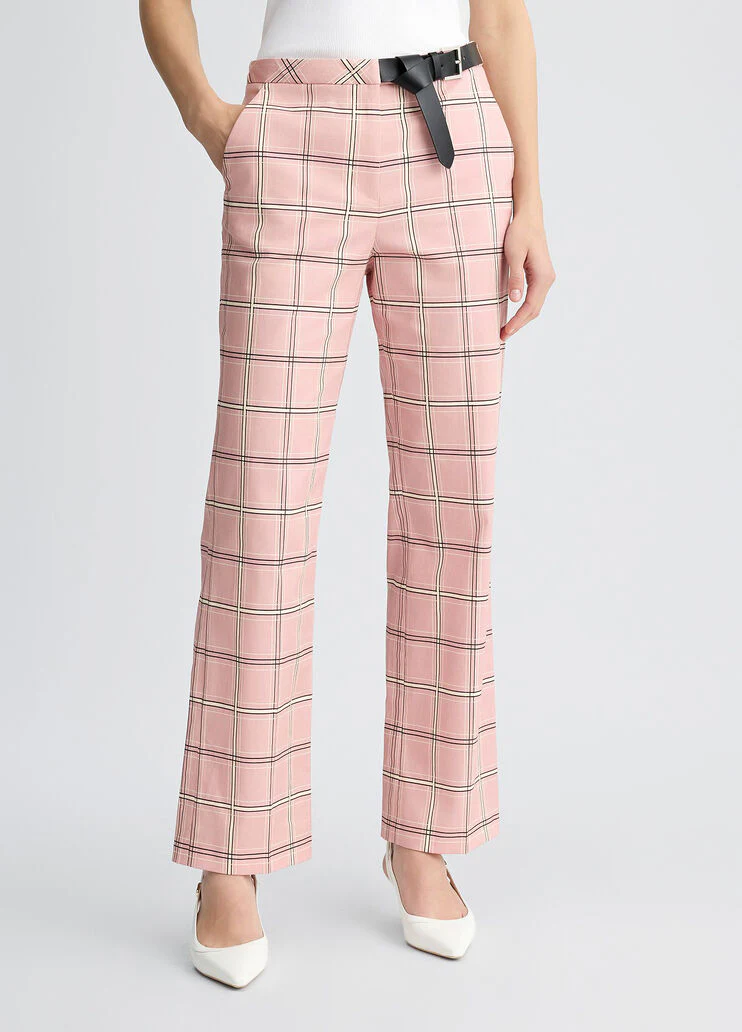 Flared check trousers