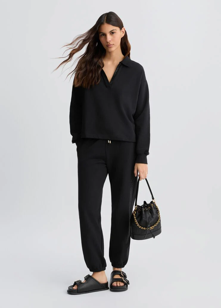 Black sweatshirt with rhinestones