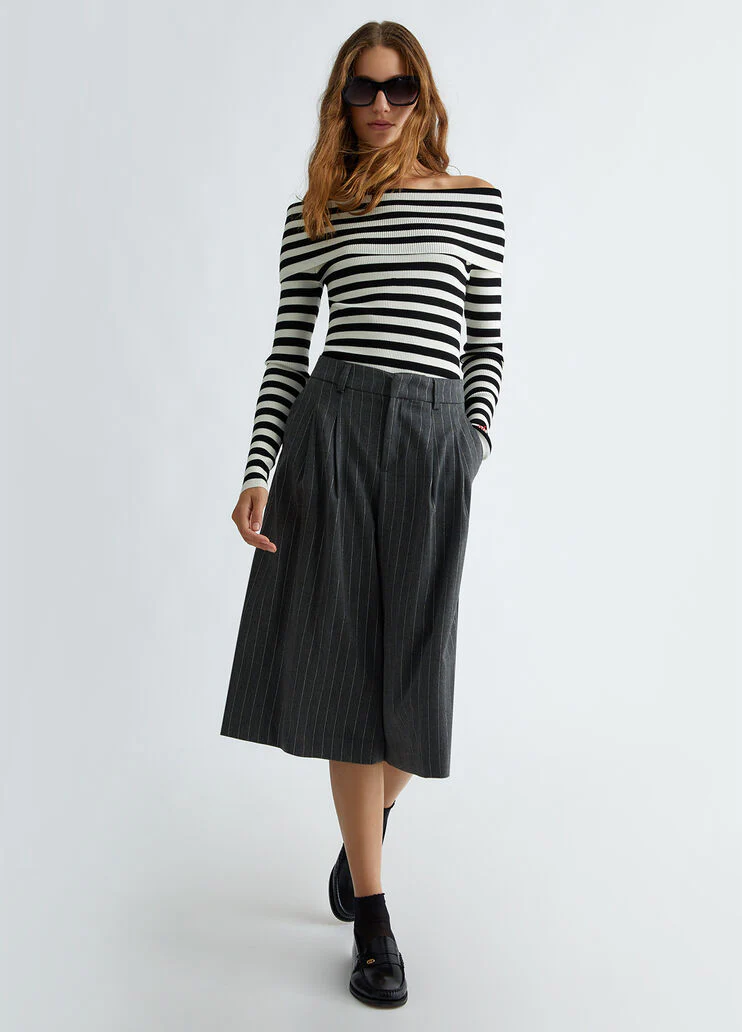 Striped off-the-shoulder jumper
