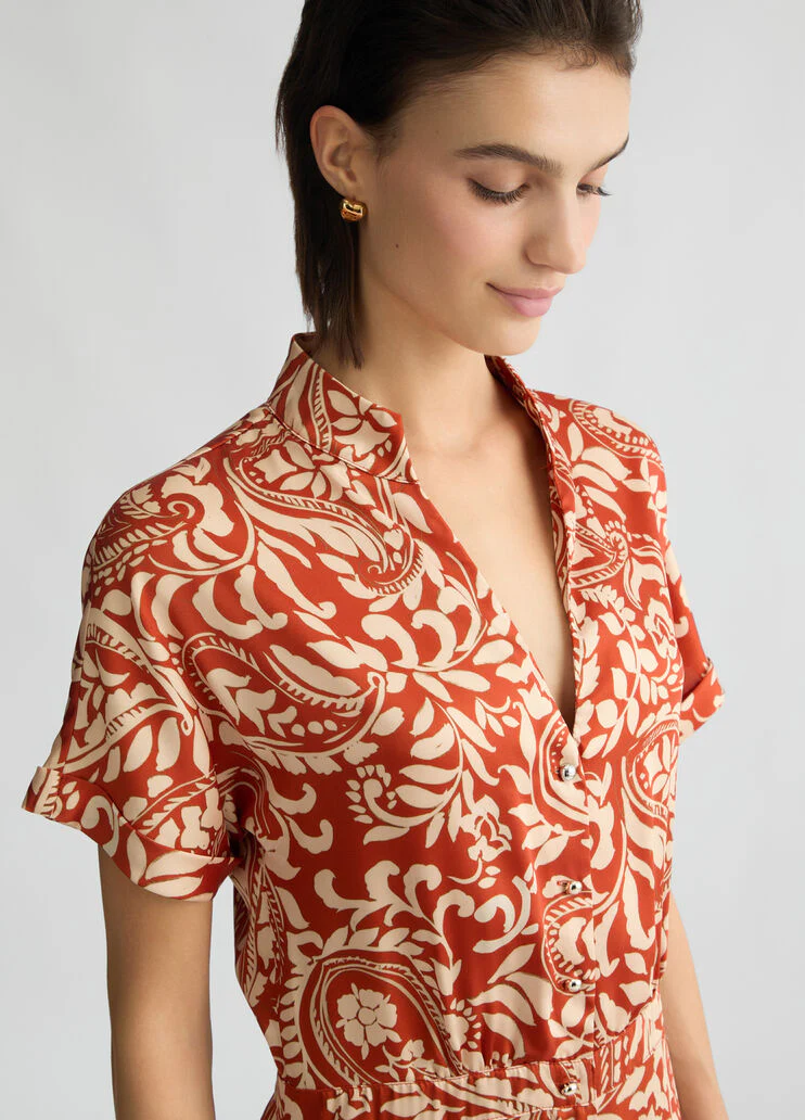 Printed twill jumpsuit