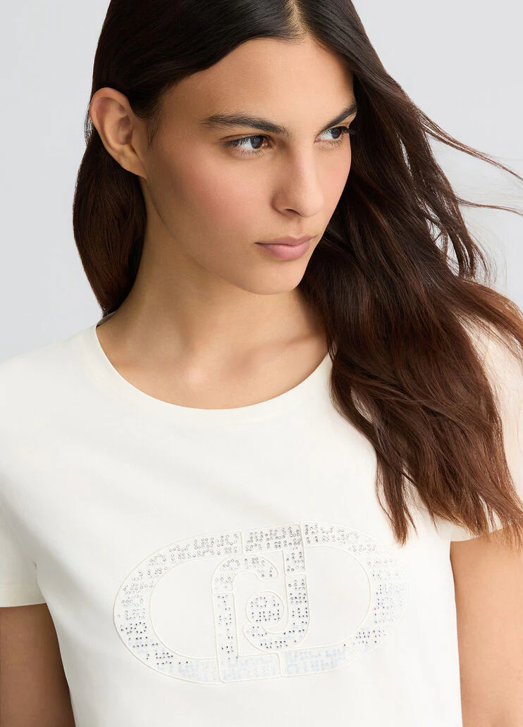 T-shirt with logo and gemstones