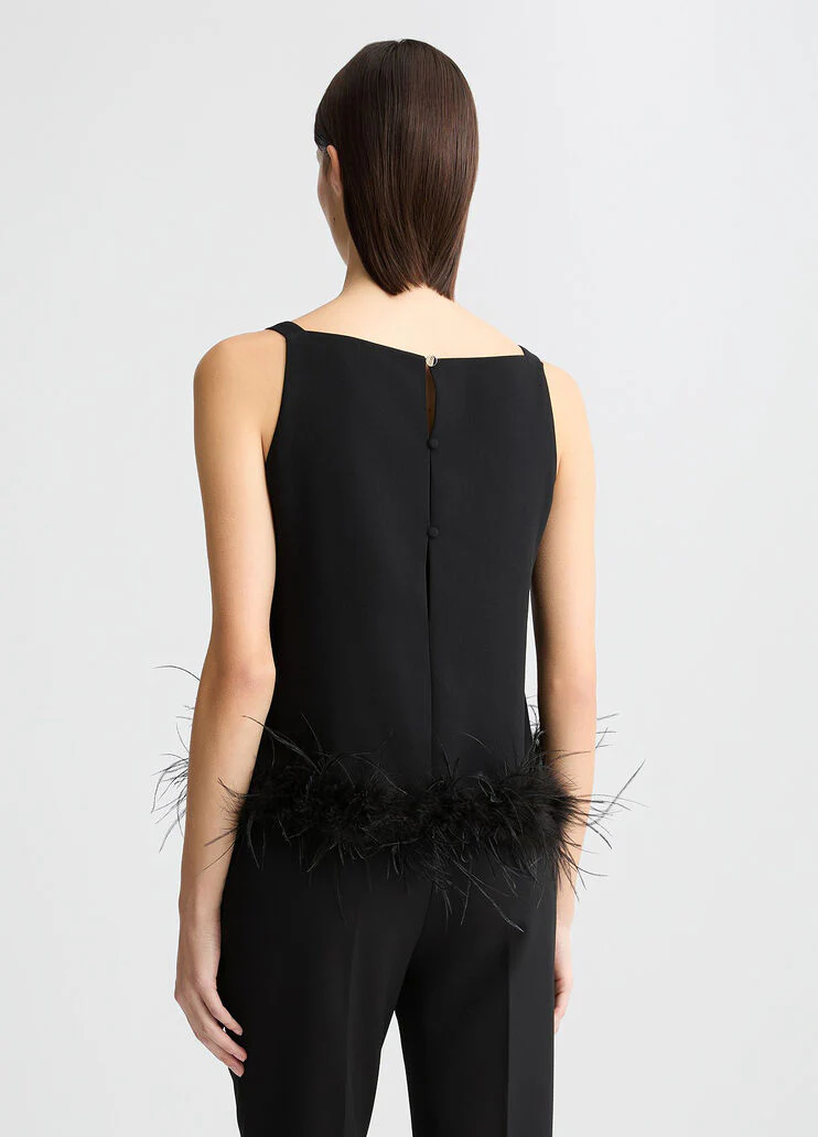 Black top with feathers