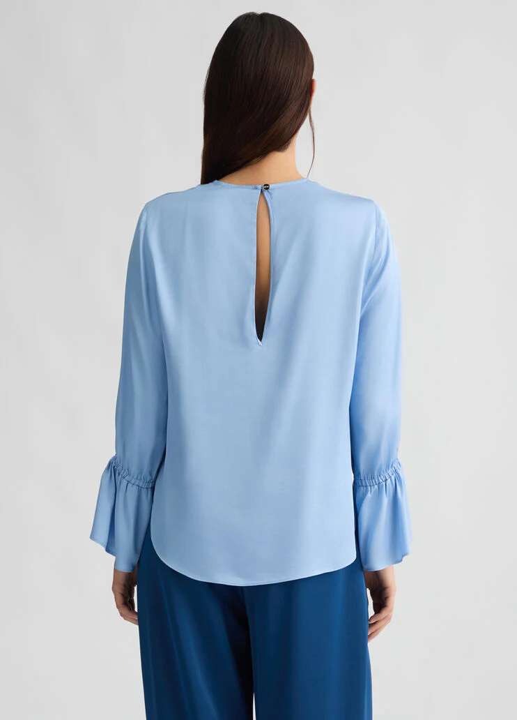 Satin light blue blouse