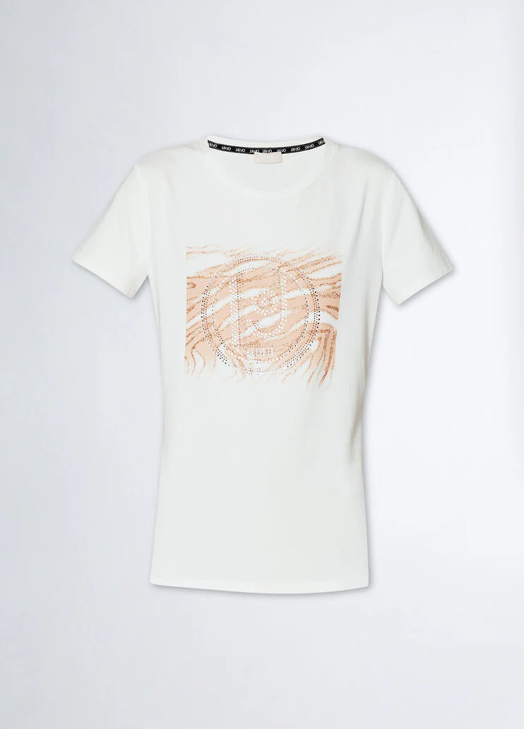 T-shirt with logo and gemstones