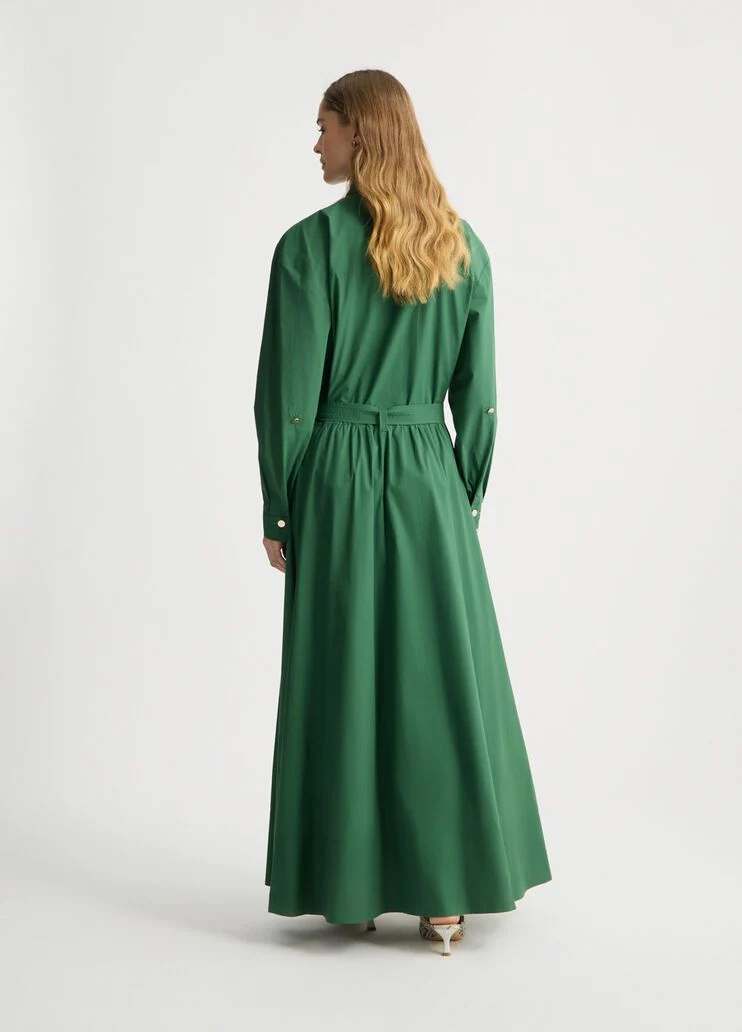 Long green shirt dress