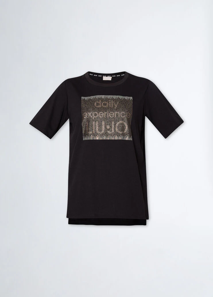 T-shirt with logo and gemstones