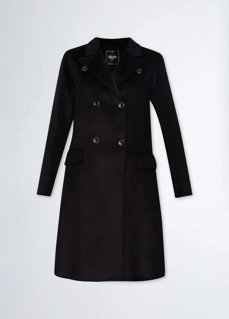 Double-breasted wool-blend coat