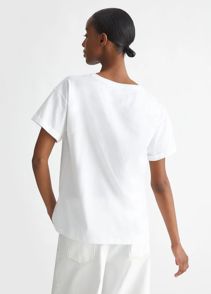 T-shirt with pocket and rhinestones