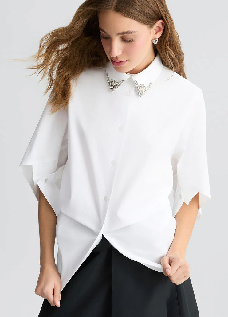 White shirt with bejewelled embellishment
