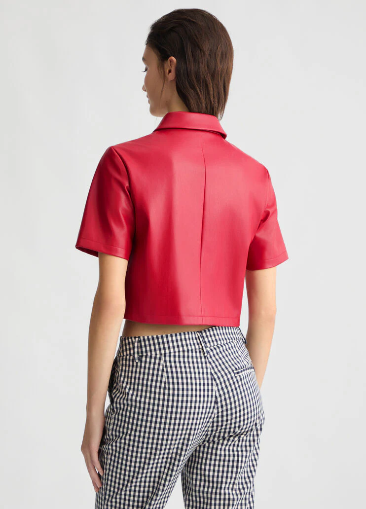 Red coated fabric jacket