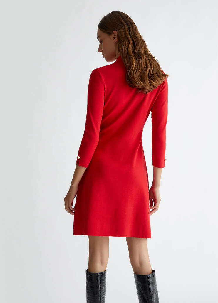 Knit dress with bejewelled buttons