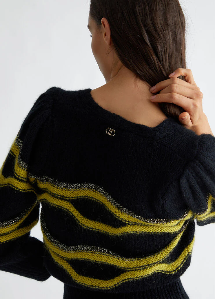 Alpaca-blend jacquard cardigan