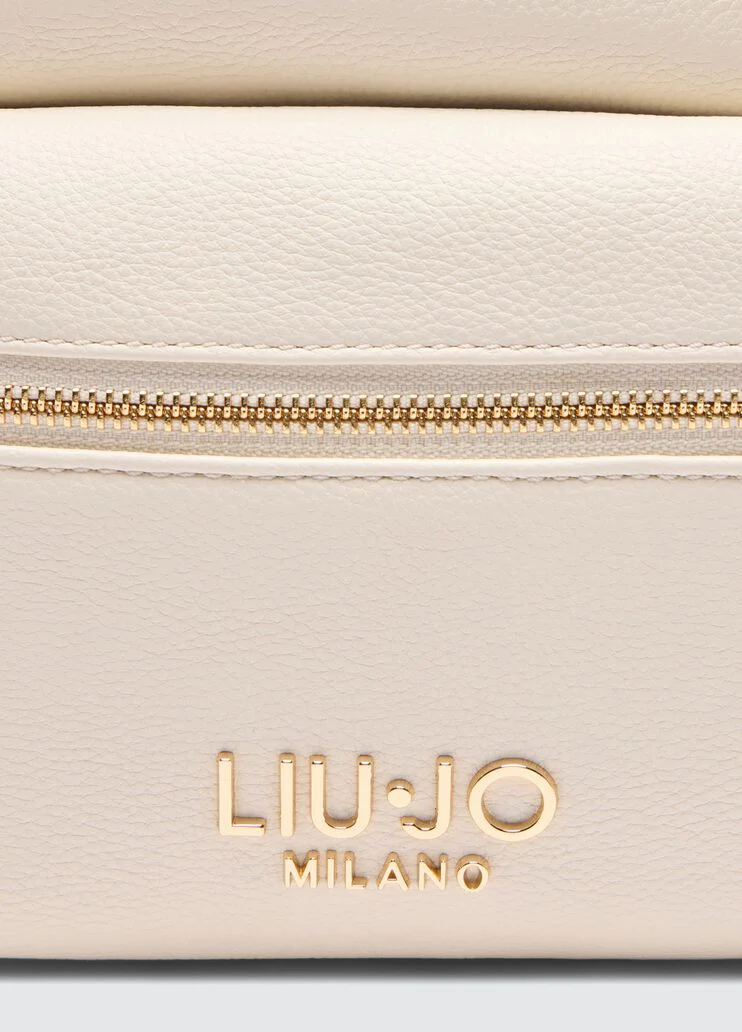 White backpack with logo