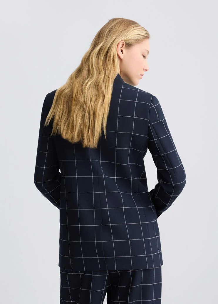 Double-breasted check blazer