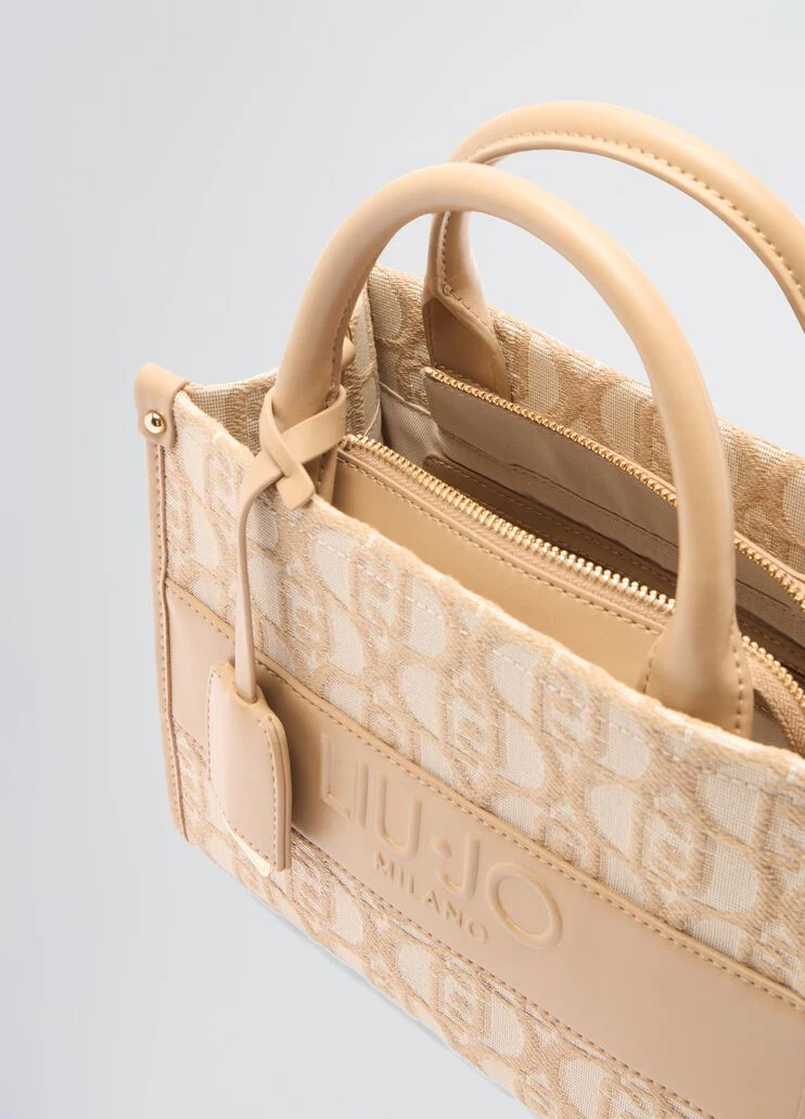 Jacquard shopping bag with logo