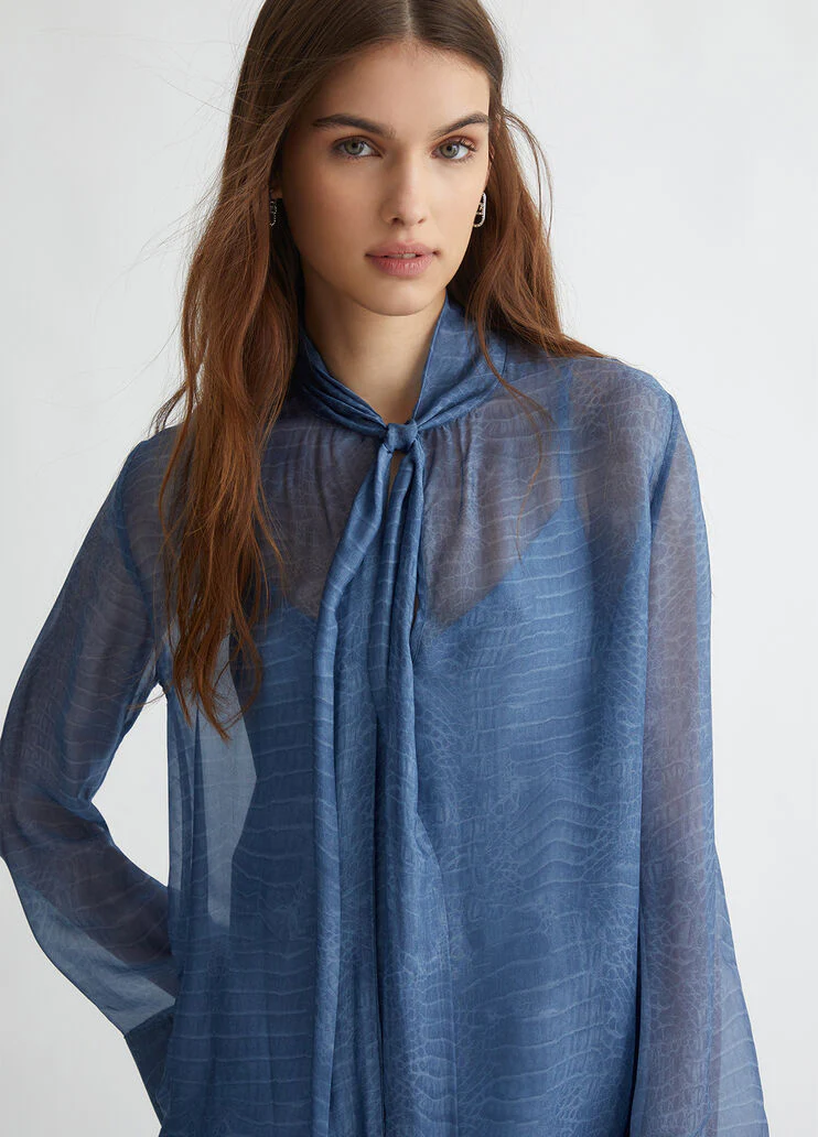 Printed silk blend blouse