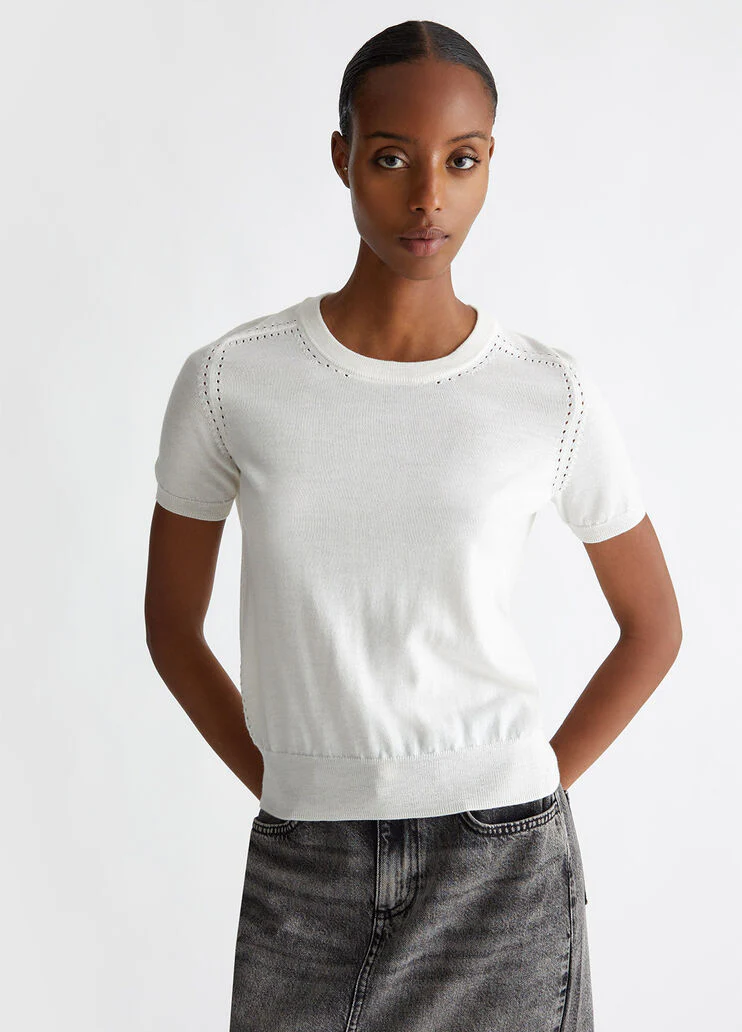 Wool knit T-shirt