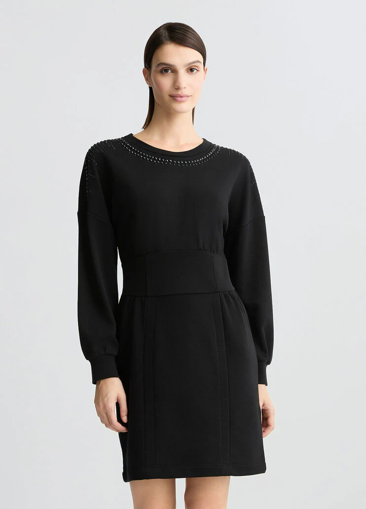 Short black sweatshirt dress