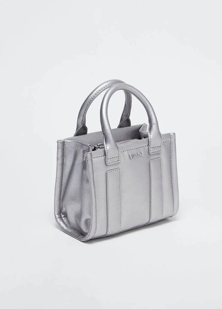 Mini shopping tote with shoulder strap