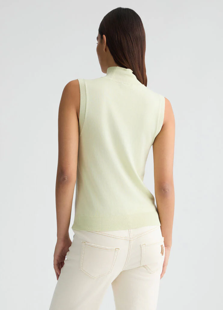 Knit top with logo and rhinestones