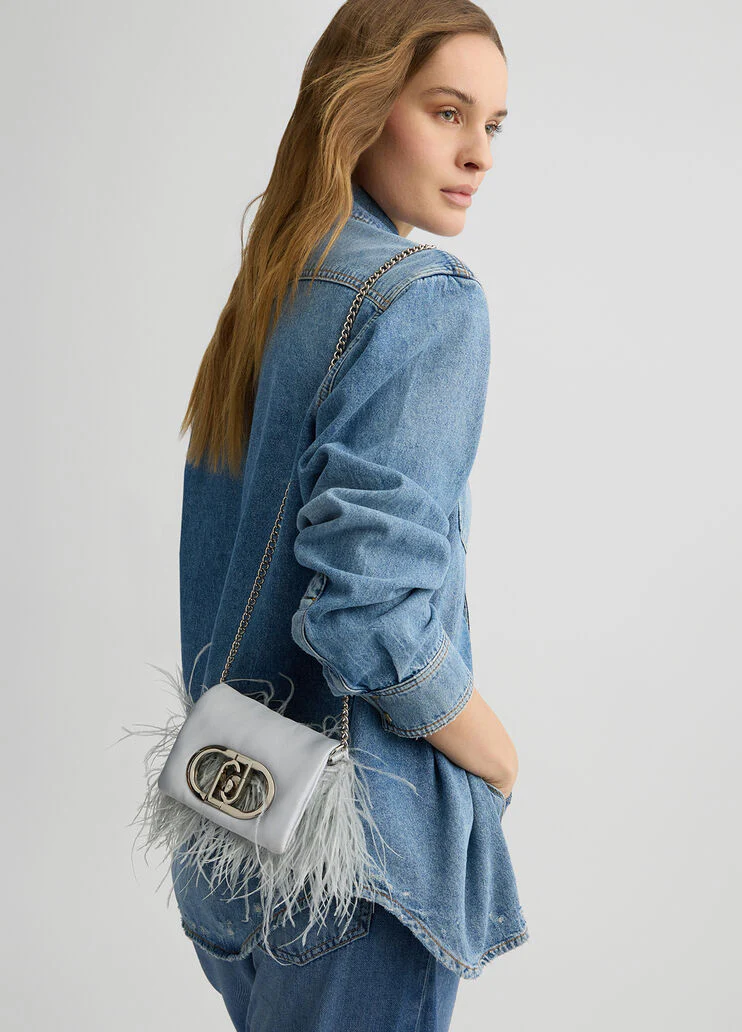 Mini LaPuffy bag with feathered detailing