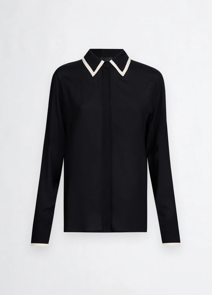 Black crepe de chine top
