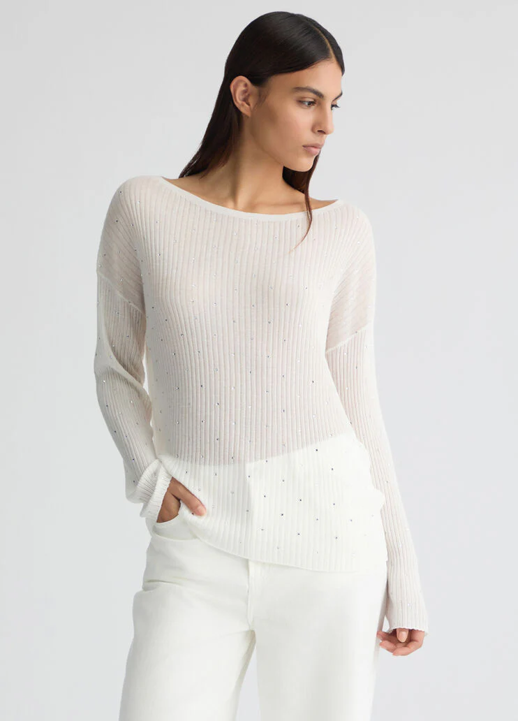 White jumper with rhinestones