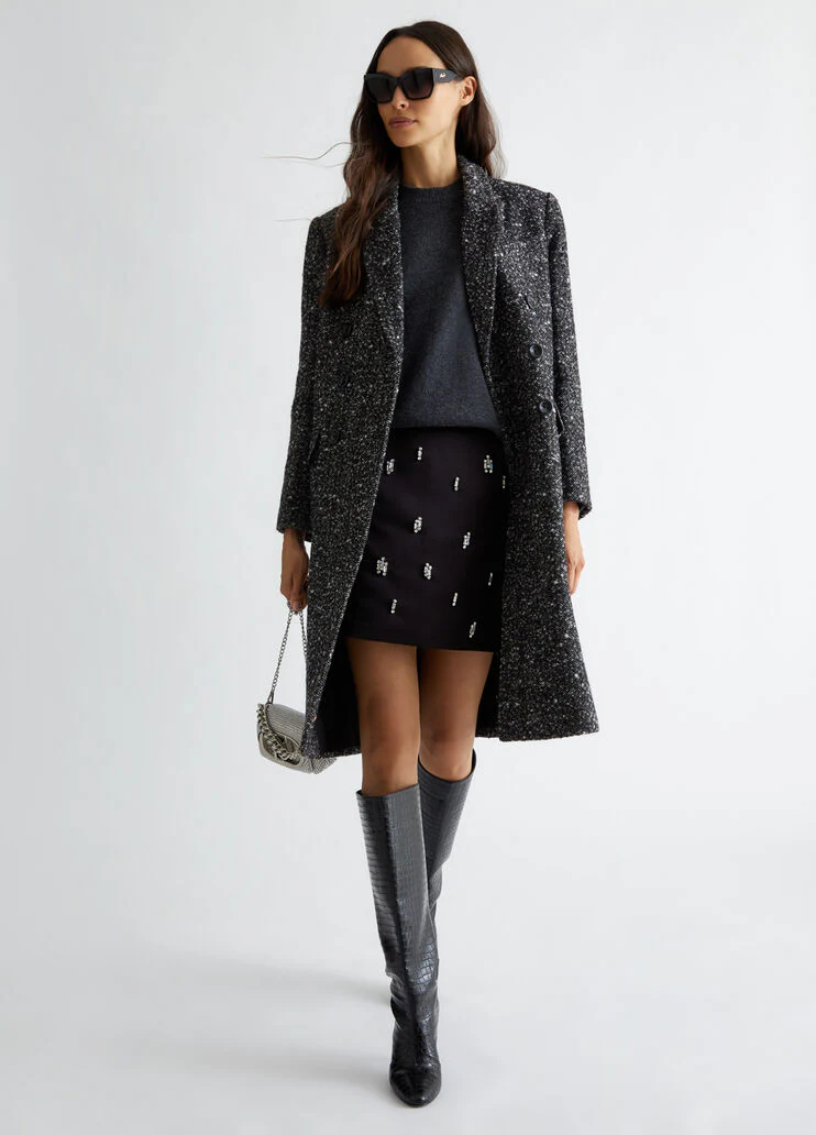 Wool-blend bouclé coat