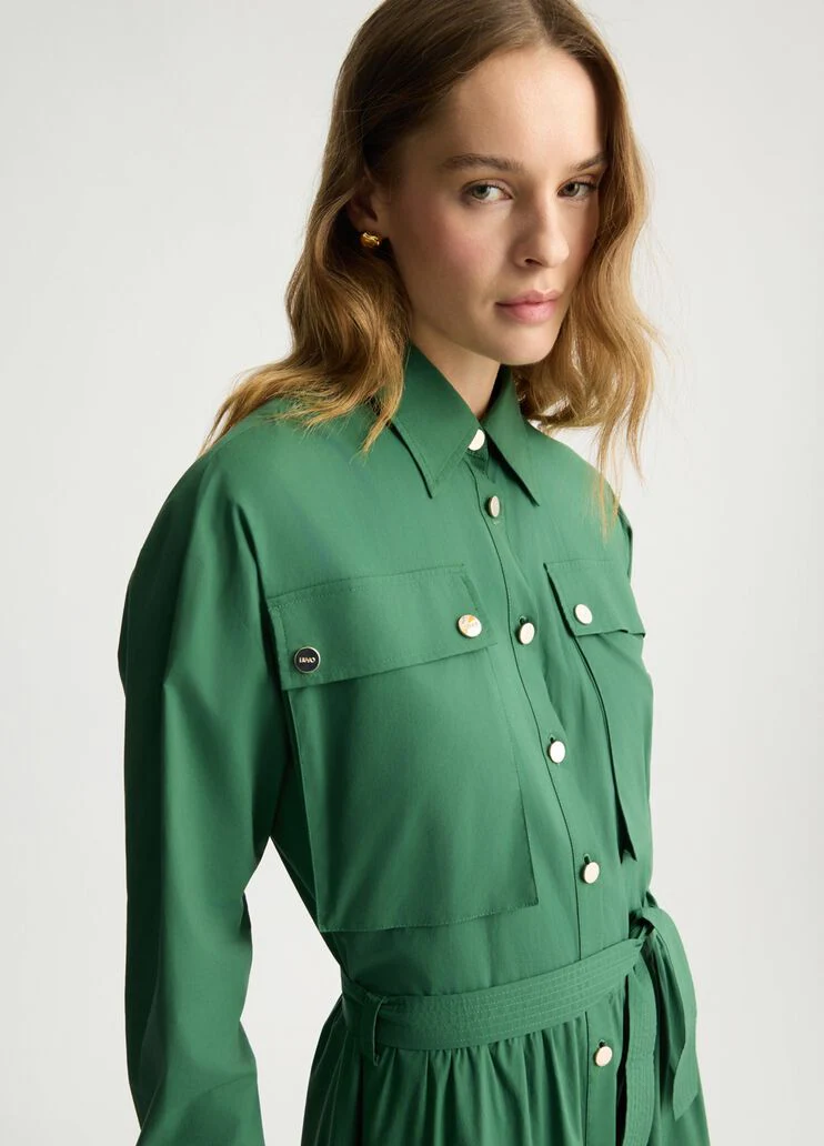 Long green shirt dress