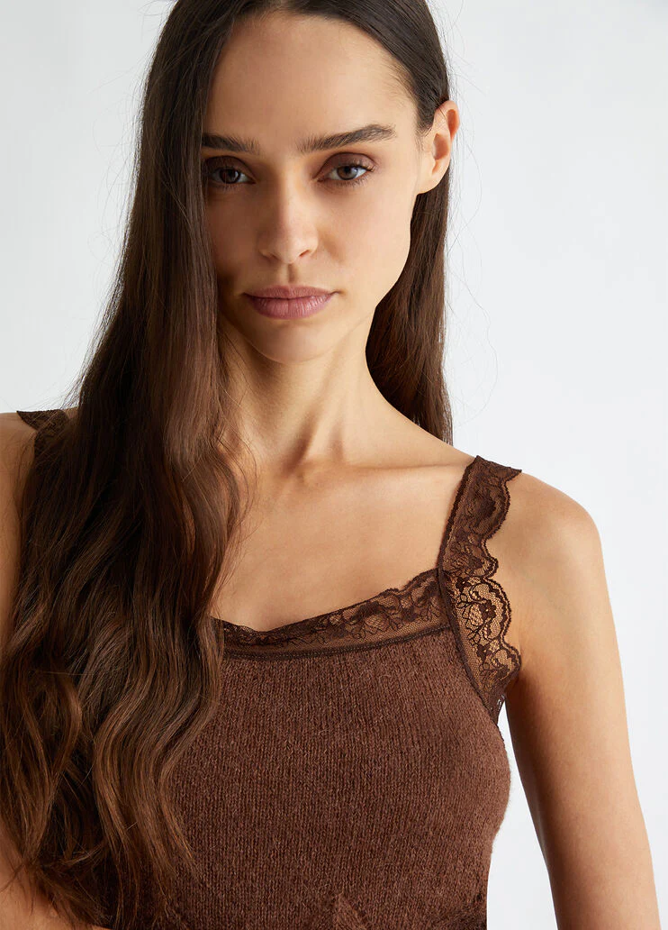 Knit top with lace