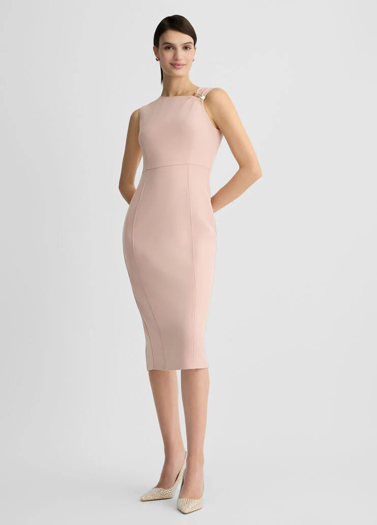 Pink crepe sheath dress