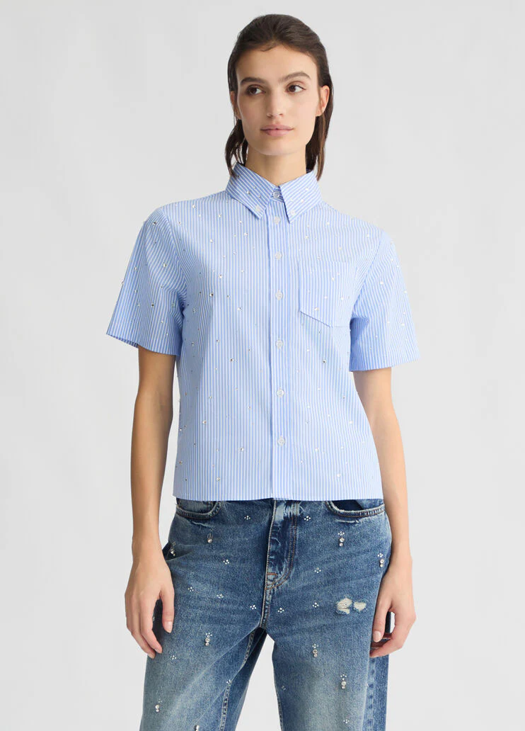 Striped light blue boxy shirt